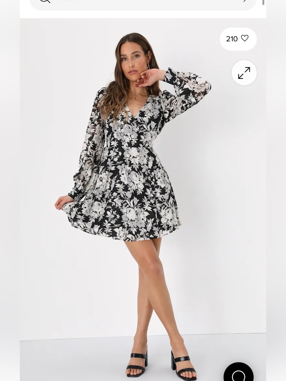 Lulus Black & White Floral Wrap Style Mini Dress XL